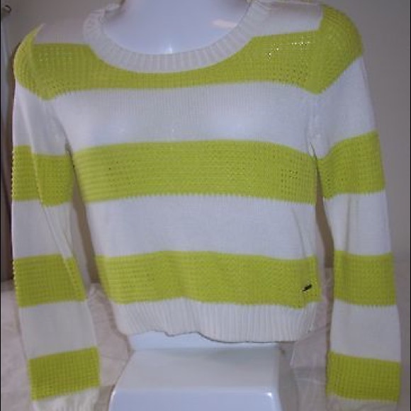 ROXY White & Yellow Striped Sweater, Sz Large - Picture 4 of 6